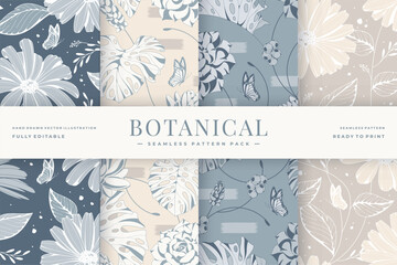 beautiful vintage botanical seamless pattern pack