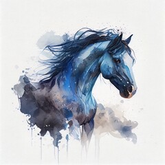 Beautiful horse. Watercolor illustration with an animal. Generative AI