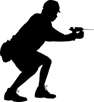 black silhouette man aiming gun clip art preview
