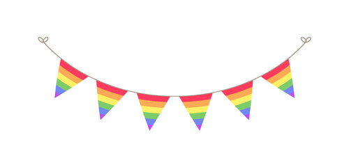 Rainbow flag pennant garland. Pride month bunting divider simple vector illustration clipart