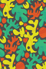 Abstract seamless floral hand drawn textile design