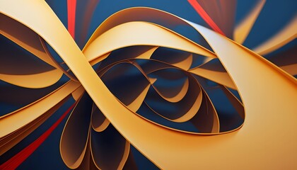 3d rendering Curve Dynamic ribbons Wallpaper. orange blue Color, Colorful Swirl wavy Gradient Mesh wallpaper