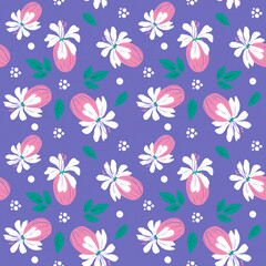 Obraz na płótnie Canvas Pattern with pink flowers and white petals