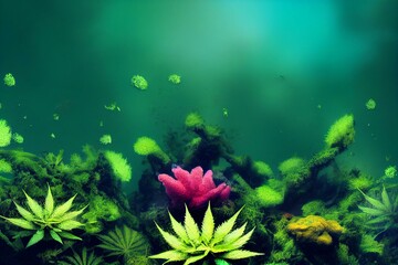 Fototapeta na wymiar View of weed algae underwater in California. Generative AI