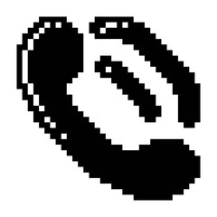 Outgoing call telephone icon black-white vector pixel art icon	