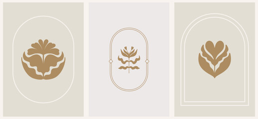 Minimalistic image of flowers in the form of a heart. Logo template for packaging, cosmetics, handicrafts, beauty products, etc.