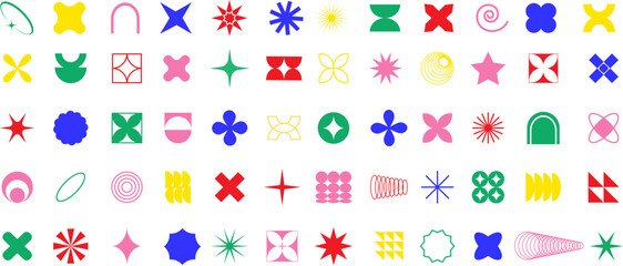 Set of geometric brutalism shapes.Abstract geometric brutalist elements. New modern elements swiss style, minimalist design,bold forms. Brutalist design icons.Vector illustration