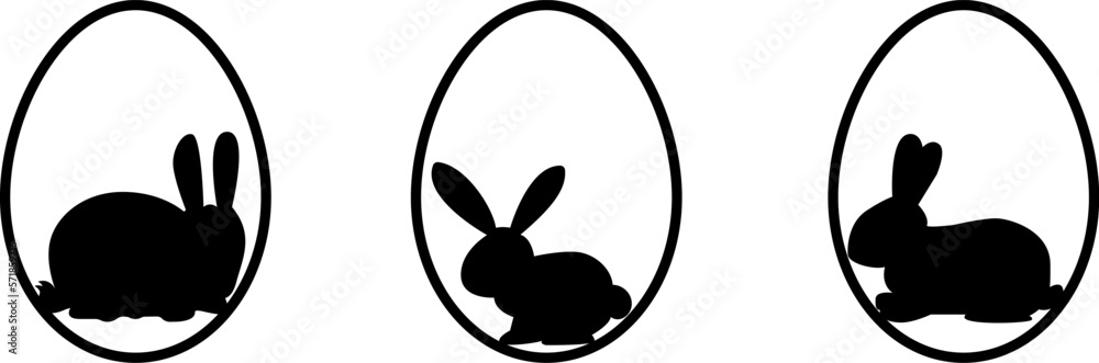 Fototapete easter egg icons.eggs with a rabbit on the grass.easter line icon.set of easter bunny icons.easter e