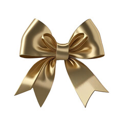 Gold fabric bow. Satin, silk ribbon, decorative decoration for a gift. Top view. Flatlay. Isolated card design element, scrapbooking. AI generated. Transparent background, PNG.