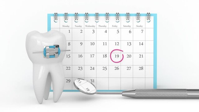 Calendar with the date of the visit to the orthodontist
