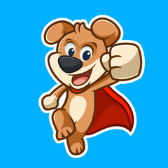 Superhero Dog wearing Cape cartoon vector illustration