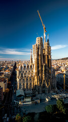 Aerial View of the Sagrada Familia in Barcelona still in construction