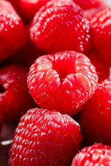 Macro raspberry, fresh red berry closeup.