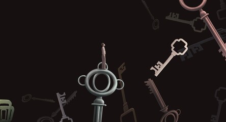 A businessman and keys . Concept idea art of success, business, choice, work, solution, philosophy, lost, and problem. Surreal artwork. Conceptual 3d illustration. painting