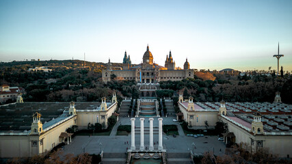 Fototapeta premium Aerial View of the art Museum of Cataluna, Museu national d'art de Cataluna
