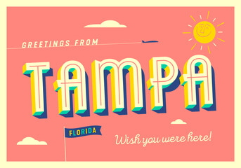 Greetings from Tampa, Florida, USA - Wish you were here! - Touristic Postcard.