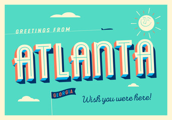 Greetings from Atlanta, Georgia, USA - Wish you were here! - Touristic Postcard.