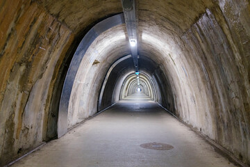 Fototapeta na wymiar Abandoned tunnel, 2 world war, architecture, minimalism 