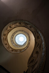 Bottom view of the ancient spiral staircase, Catedral de Santa Maria la Real, Pamplona