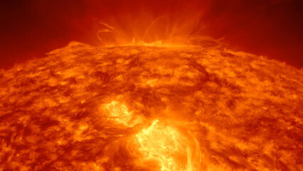 Hot Sun 8K sun in the fire glowing sun