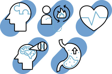 Set of Unhealthy Sick Illness icon