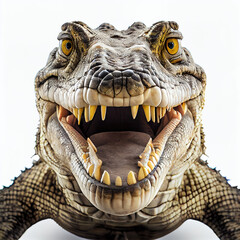 Obraz premium Adult Alligator portrait isolated on a white background. Generative AI. 