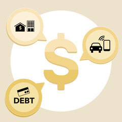 Money, Infographic, Debt, Financial vector