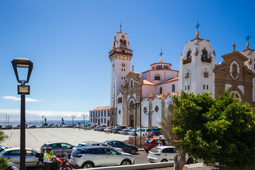 Main square of Candelaria, Tenerife - Plaza de la Patrona de Canarias. Basilica de Nuestra Senora...