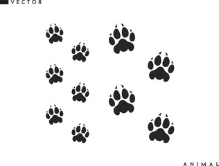 Fototapeta na wymiar Panther paw print. Isolated paw prints on white background