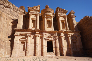 Fototapeta premium Ad Deir Monastery, famous carved temple in Petra historic city, Jordan