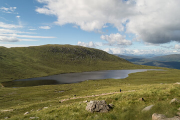 Fototapeta na wymiar Hiking trail of the Ben Nevis, highest mountain in Scotland