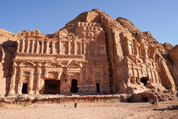 Petra carved temples in Petra historic city, Jordan