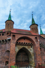 Fototapeta premium Krakow barbican - medieval fortifcation at city walls, Poland