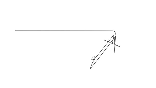 Animated self drawing of single continuous line draw springbow compass for drawing circle. Back to school minimalist style. Bow compass, education concept. Full length one line animation illustration.