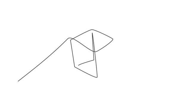 Animation of single one line drawing of cube geometry shape. Back to school minimalist, education concept. Continuous simple line self draw animated style illustration. Full length motion.