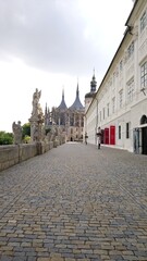 Fototapeta na wymiar Kutná Hora is a city east of Prague in the Czech Republic. It’s known for the Gothic St. Barbara's Church with medieval frescoes and flying buttresses. Also notable is Sedlec Ossuary, a chapel adorned