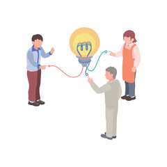 さまざまな立場からアイデアを生み出すイメージのイラスト