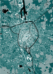 map of the city of Bruges, Belgium