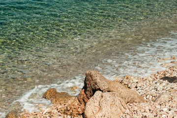 Idyllic and lonely remote beach for vacations escape - Sveti Stefan beach on Croatia island Cres
