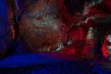 Cave lights in the Kaiserhalle of the Dechen Cave Iserlohn