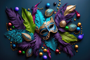 Festive face mask for carnival celebration, generative ai