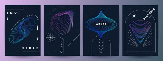 Trendy minimalistic linear posters. Abstract wired design