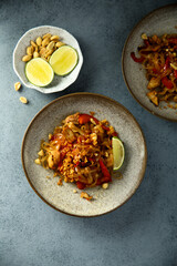 Traditional homemade pad thai noodles