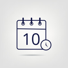 Calendar vector flat icon in linear style, specific day calendar day 10.