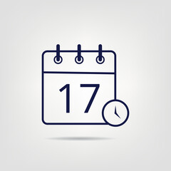 Calendar vector flat icon in linear style, specific day calendar day 17.