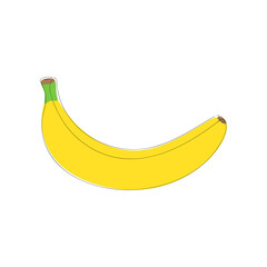 Cartoon banana hand drawn in one line