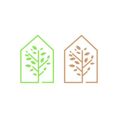 ECO GREEN HOUSE SIGN SYMBOL LOGO ISOLATED ON WHITE