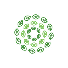 Green Leaves Circle Sign, Symbol, Logo isolated On White