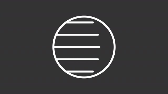 Animated latitude white line icon. Distance to north and south. Loop HD video with chroma key, alpha channel on transparent background, black solid background. Outline motion graphic animation