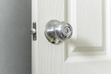 Roundly door knob lock handle home security close. The doorknob is being found that caused the COVID 19 infection.